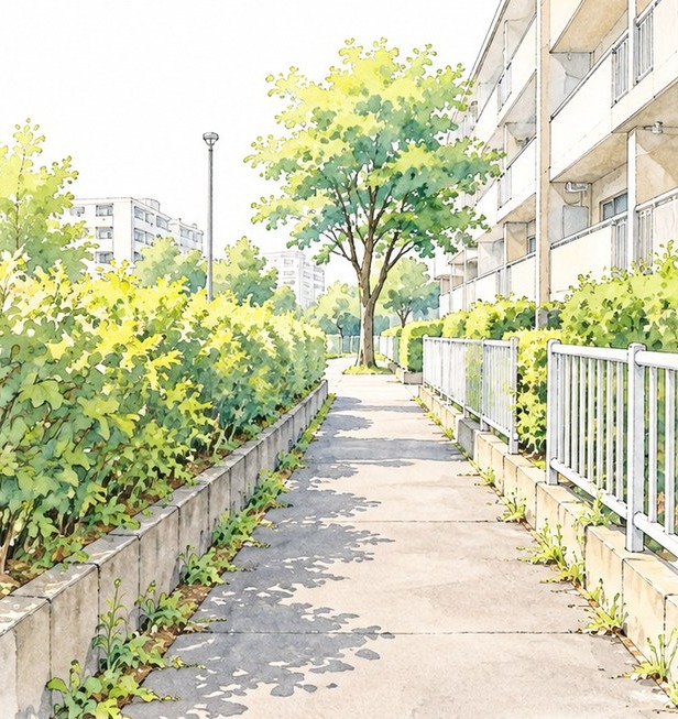 草が刈られ、すっきりした歩道